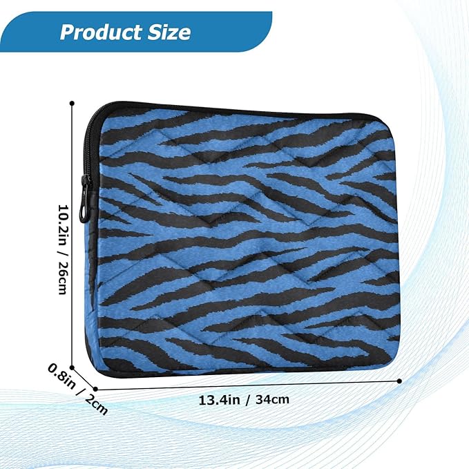 Laptop Case Sleeve, Blue Tiger Black Stripe Animal Print Shockproof Protective Computer Carrying Cover, Briefcase Handbags 13-13.3inch Laptop Sleeve Bag