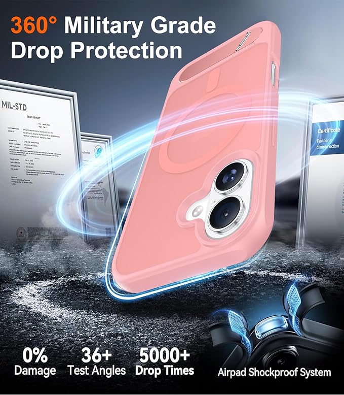 Magnetic Compatible with iPhone 16 Plus Case, [Built-in Invisible Kickstand][Compatible with MagSafe][Military Grade Shockproof] Slim Translucent Matte Phone Case for iPhone 16 Plus 6.7"