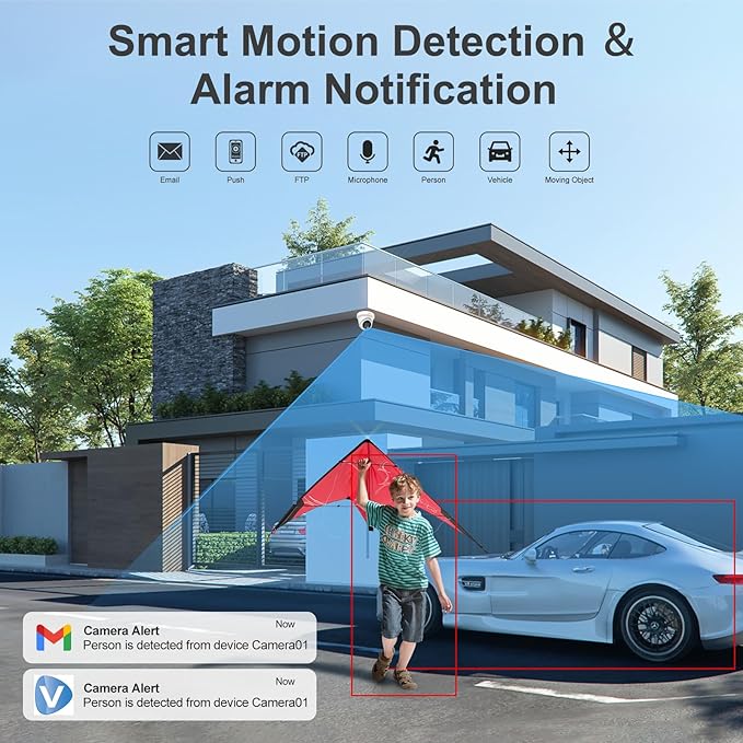 Anpviz 12MP PoE IP Camera Outdoor, Turret Security Camera for Home Surveillance, Smart Color Night Vision, Human/Vehicle Detection, Built-in Mic, Only Support 12MP NVR, NDAA Compliant, IPC-D3112W-S