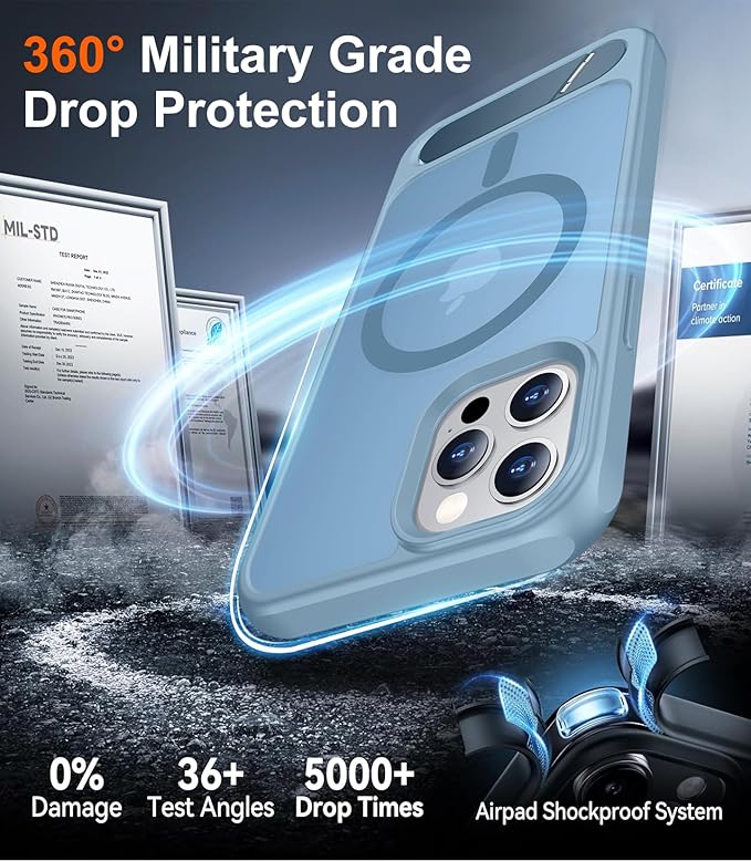 Magnetic Compatible with iPhone 12 Case & iPhone 12 Pro Case, [Built-in Invisible Kickstand][Compatible with MagSafe][Military Grade Shockproof] Slim Translucent Matte Phone Case 6.1"