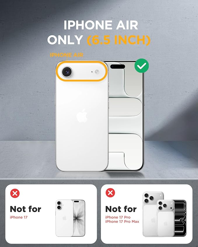 Miracase Magnetic for iPhone Air Case 6.5-inch with Camera Control, [Compatible with MagSafe] Full-Body Protection Slim Phone Case with Built-in Tempered Glass Screen Protector for 17 Air Case, Black