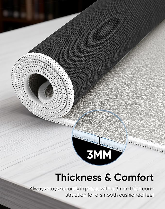 Reniteco Waterproof Large Gaming Mouse Pad with Durable Stitched Edges, Non-Slip Rubber Base, Grainy Jacquard Mouse Mat Desk Pad for Home Office Gaming, 31.5''x11.8''x0.12'', Matte Beige