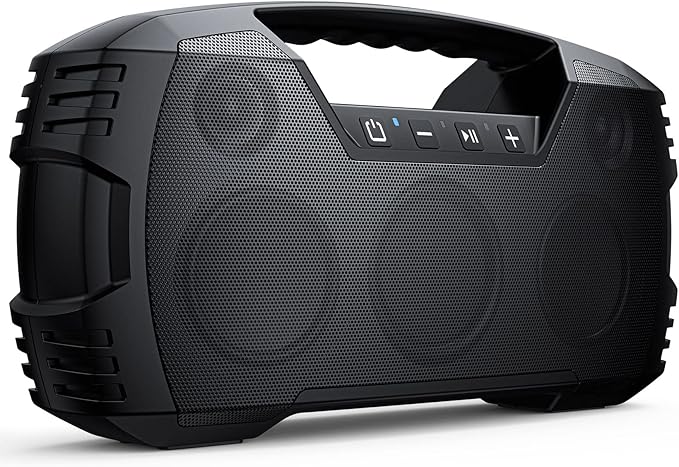 IPX7 Waterproof Outdoor Bluetooth Speaker, Wireless, 90W(Peak), 32H Playtime, Floating Design, Deep Bass & Loud Stereo Sound, Portable with Handle, Rugged for Pool, Beach, Kayaking, Hiking, Black
