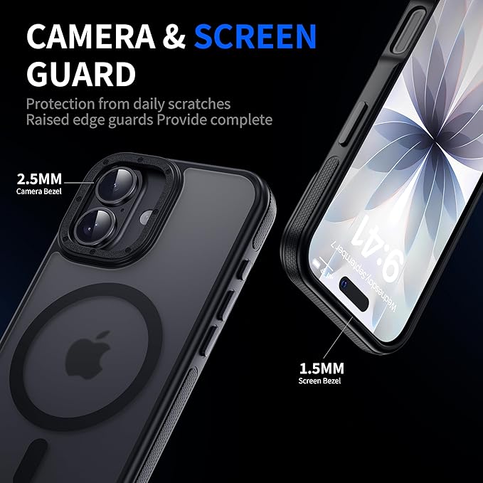 Strong Magnetic for iPhone 17 case [10Ft Military-Grade Protection] Compatible with fit MagSafe Shockproof Slim Thin Cover case for iPhone 17 6.3 inch, Black Bumper