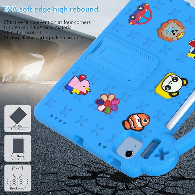 Dteck for iPad 10th Generation Case 10.9 Inch 2022, EVA Cute Bear Kids Case Shockproof Rugged Protective Kickstand Boy Girl Cover with Pencil Holder for iPad 10th Gen 10.9 Inch 2022, SkyBlue
