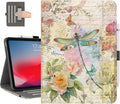 Vimorco Case for iPad (A16) 11th Generation 2025, for iPad 11th/10th Generation Case, Pencil Holder with Hand Strap & Pocket, Multi-Angle Viewing PU Leather Cover, Auto Wake/Sleep, Dragonfly Flower