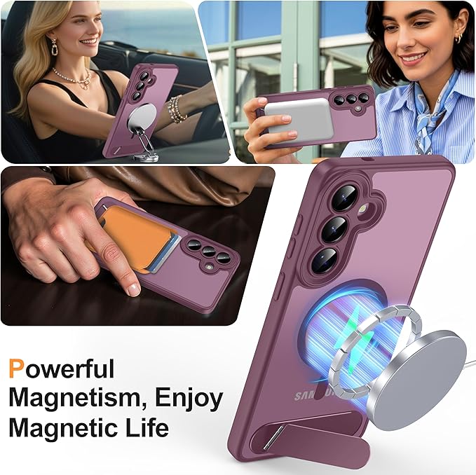 Magnetic for Samsung Galaxy S26+ Plus Case, [Compatible with MagSafe][Full Camera Protection][Built-in Invisible Kickstand] Translucent Matte Phone Case for S26 Plus 6.7" - Wine Red