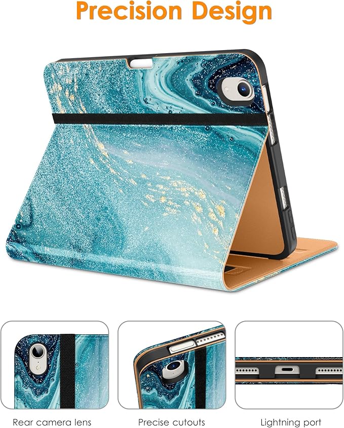 DTTO for iPad mini 7th (A17 Pro) 2024/iPad Mini 6th Generation Case 2021 8.3 Inch, Premium Leather Business Folio Stand Cover for Mini 7/6 with Pencil Holder-Multiple Viewing Angles, Sandy Wave
