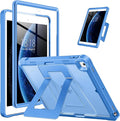 DTTO Case for iPad 6th/5th Generation 9.7 Inch 2018/2017, Adjust Kickstand Freely, Built-in Screen Protector, Frosted Full-Body Shockproof Protective Cover for iPad Air 2 / Pro 9.7, Sky Blue