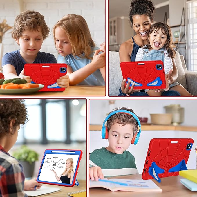 AKABEILA Compatible with Apple iPad Pro 11 inch(2018)/Apple Air 4 10.9(2020)/Air 5 10.9(2022)/Air 6 M2 (2024)/Air 7 M3 (2025) Tablet Case，Cover for Kids Boys Babies with Kickstand Red Blue