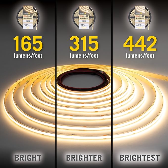 Armacost Lighting RibbonFlex Pro 24V White COB LED Strip Light Tape 3000K, 165 Lumens/Ft, 10M 171250