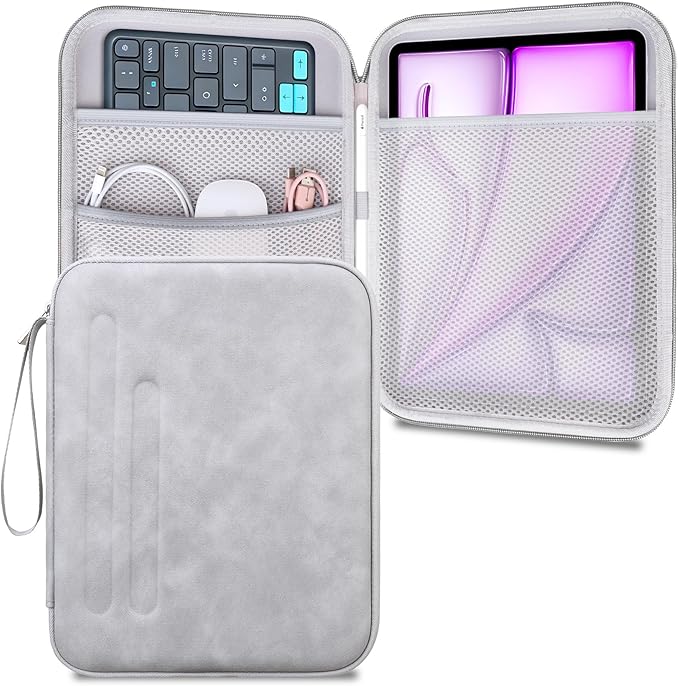 Lacdo Tablet Sleeve Case for 13 inch New iPad Air M4 M3 M2 2026-2024, 13 inch iPad Pro M5 M4 2025-2024, 12.9 inch iPad Pro 6 5 4 3, iPad Sleeve 13 inch Hard Shell Protective Tablet Carrying Case, Gray