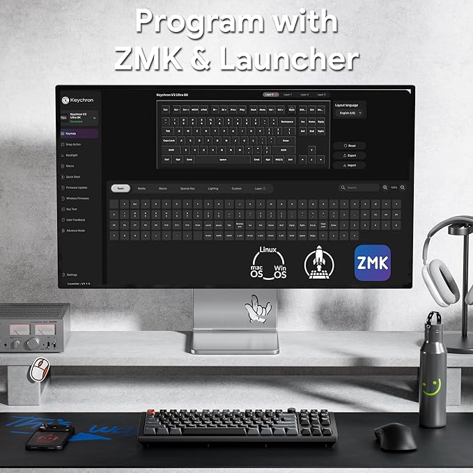 Keychron V3 Ultra TKL Mechanical Keyboard Wireless, ZMK Custom 8K Polling Rate, 2.4 GHz/Bluetooth/Wired with RGB Backlit, Pre-Lubed Silk POM Banana Switch Hot-Swappable for Mac Windows Linux