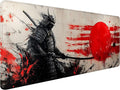 Japanese Samurai Desk Mat Anime Graffiti Large Gaming Mouse Mat with Stitched Edges,Non-Slip Waterproof Rubber Base Mous Mat 31.5"x11.8" Office Computer Keyboard Laptop Home