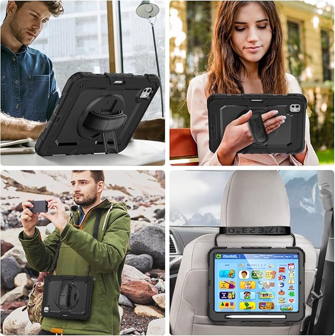 Case for iPad Pro 13 Inch with Screen Protector Pen Holder | Case Compatible with iPad Pro 7th Generation Supports Apple Pencil Charge | Shockproof Silicone Protective Cover W/Shoulder Strap