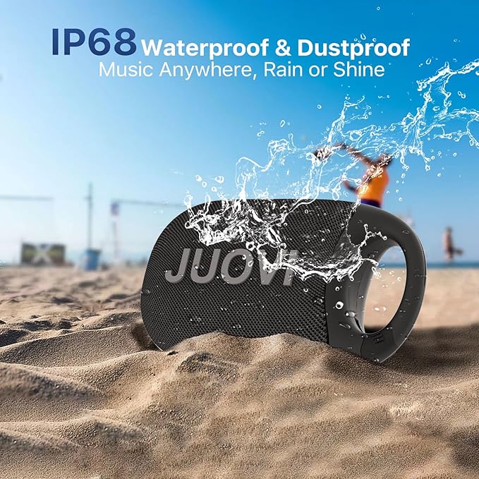 JUOVI Clip Wireless Portable Bluetooth Speaker, 24H Playtime Mini Shower Speaker IP68 Waterproof & Dustproof HD Sound Integrated Carabiner, for Home Outdoor and Travel
