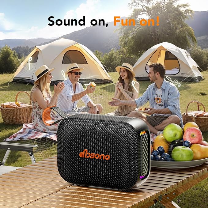 Portable Bluetooth Speaker Waterproof Gift: IPX5 HD Sound Up to 24H Playtime, TWS Pairing, Wireless Speakers with Lights, Mom Gifts, Outdoor|Travel| Camping|Pool|Beach Essentials Accessories-Black