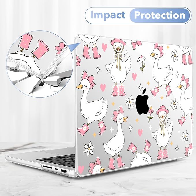 May Chen for 2026 MacBook Pro 14-inch M5 M4 M3 M2 M1 Pro/Max Chip, Release 2026 2025-2021, Model A3427 A3426 A3434 A3112 A3401 A3185, Plastic Hard Shell with Keyboard Cover, Cute Goose Spring