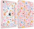 Case for iPad Air 11 inch M4 2026 M3 2025 M2 2024 Release with Pencil Holder Cute Patterns Trifold Cover with Clear Back Shell Magnetic Wake Sleep Design for Girls Women,Pink Flowers