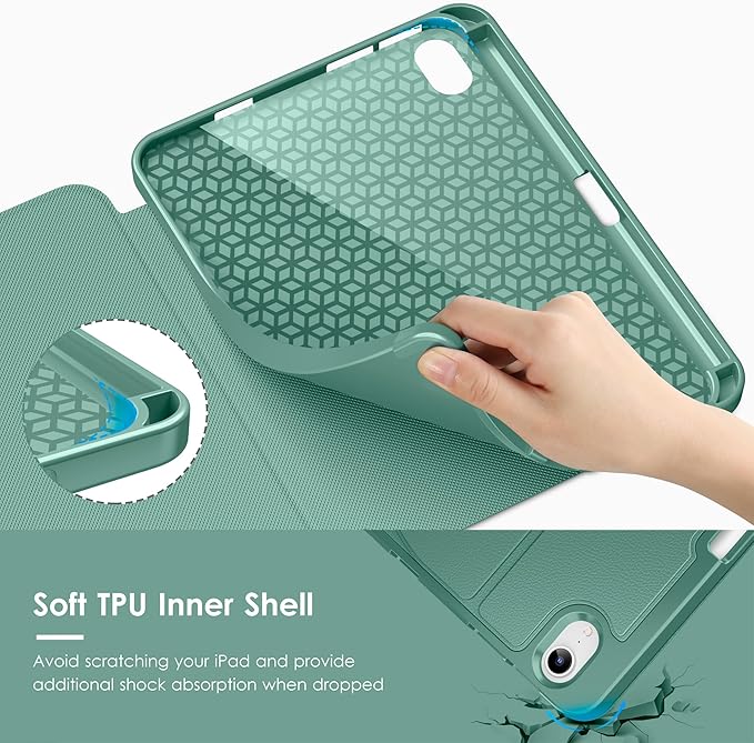 VIKESI Case for iPad mini 7 (A17 Pro) and iPad mini 6,Multiple Angles Magnetic Stand Cover,Shockproof Soft Back,Pencil Holder,and Auto Sleep/Wake,Forest Green