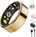 Smart Ring for Women Men, Health Tracker with Heart Rate/Blood Oxygen/Blood Pressure/Sleep Monitoring/Step Counting, IP68 Waterproof Fitness Ring, No App Fees for iPhone & Android (Gold, 11#)