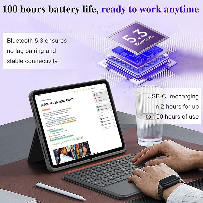 WIWU iPad Pro 13 inch Keyboard Case M4/M5 2024/2025 Magnetic Detachable 3 in 1 Bluetooth Case Keyboard Adjustable Stand 7 Colors Backlit Keys with Touchpad (Grey, iPad Pro 13"(M4/M5 2024/2025))
