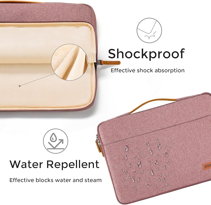DOMISO 17 inch Laptop Sleeve Protective Case Cover Compatible with 17-17.3 inch HP Dell ASUS Lenovo Chromebook,Waterproof Computer Cases Bag with Handle,Pink