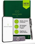 Rocketbook Core Reusable Smart Notebook, Dot Grid Pages For School, Work and Creative Projects, Executive Size 6x8.8, Green - Premium