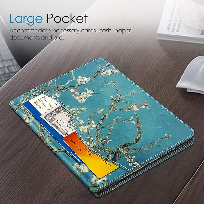 Fintie Case for iPad Air (3rd Gen) 10.5" 2019 / iPad Pro 10.5" 2017- [Sleek Shield] Premium PU Leather Slim Fit Multi Angle Stand Cover with Pocket, Pencil Holder, Auto Wake/Sleep, Blossom
