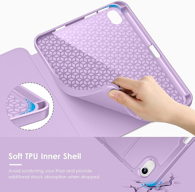 VIKESI Case for iPad mini 7 (A17 Pro) and iPad mini 6,Multiple Angles Magnetic Stand Cover,Shockproof Soft Back,Pencil Holder,and Auto Sleep/Wake,Lilac