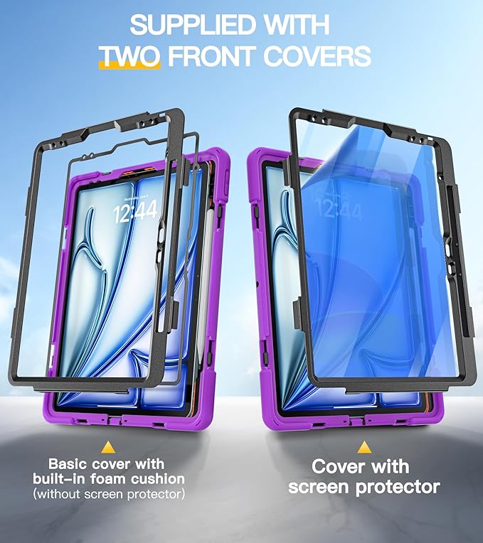 BRAECN Case for iPad Air 13 Inch 2026(M4)/2025(M3)/2024(M2) & iPad Pro 12.9''(2022/2021/2020/2018), Full-Body Protection Screen Protector Pencil Holder 360° Rotating Handle Kicktand Kids Friendly