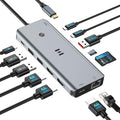 USB C Docking Station 3 HDMI, Selore 13-in-1 Docking Station 3 Monitors with Triple HDMI, 10Gbps USB A/C 3.1, 100W PD Charging, Gigabit Ethernet, SD/microSD Card Reader for Dell/HP/Lenovo Laptops