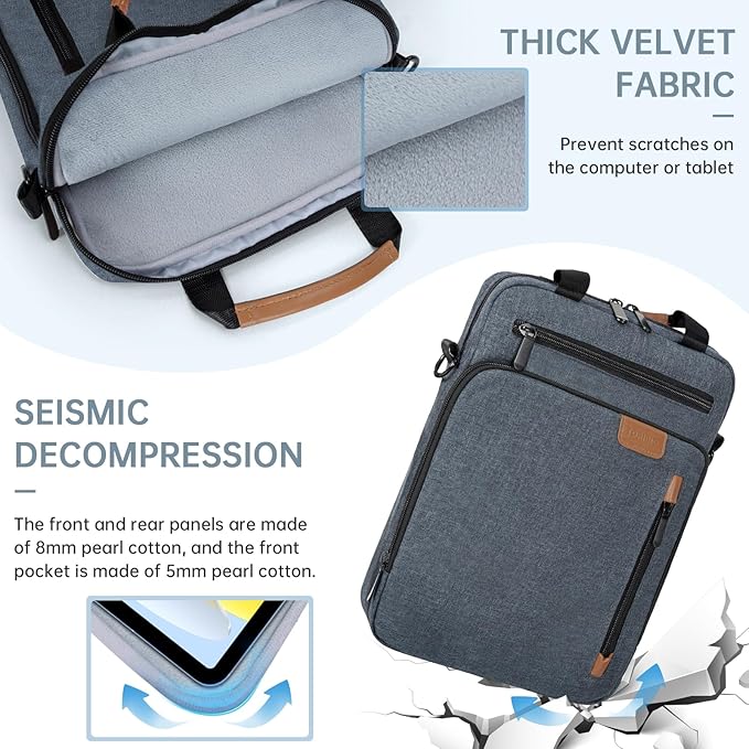 12.9 Inch Tablet Sleeve Bag, Padded Carrying Case for 13" iPad Air M4 M3 M2 2026-2024, iPad Pro M5 M4 M2 M1, Samsung Galaxy Tab S9 FE+/S9+/S8+/S7 FE/S7+ 12.4" 2022/2023, Surface Laptop Go 12.4"