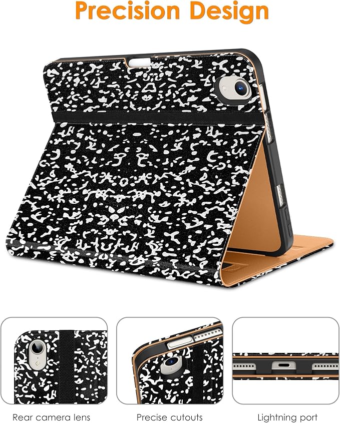 DTTO for iPad mini 7th (A17 Pro) 2024/iPad Mini 6th Generation Case 2021 8.3 Inch, Premium Leather Business Folio Stand Cover for Mini 7/6 with Pencil Holder-Multiple Viewing Angles, Book