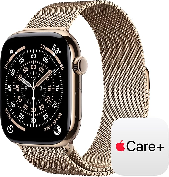 Apple Watch Series 11 [GPS + Cellular 46mm] Smartwatch with Gold Titanium Case with Gold Milanese Loop - M/L. Sleep Score, Fitness Tracker, Health Monitoring with AppleCare+ (2 Years)