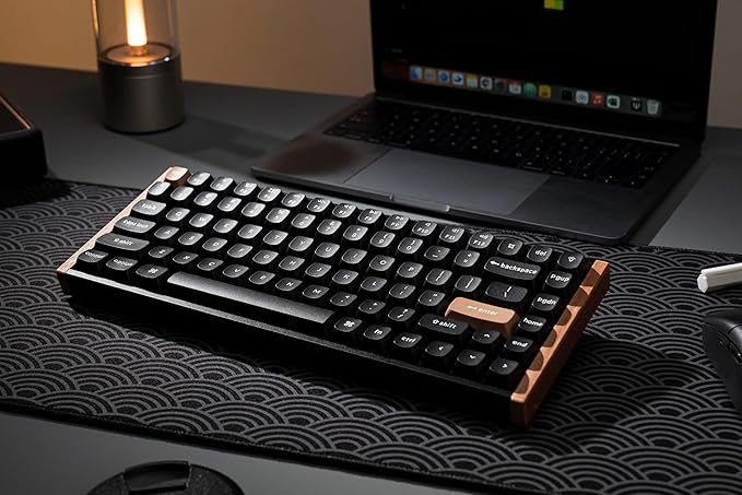 Keychron K2 HE QMK Wireless Gaming Custom Mechanical Keyboard, 2.4 GHz/Bluetooth/Wired 75% Layout Hot-Swappable Programmable RGB Backlit Gateron Magnetic Switches for Mac Windows, Wood Frame-Black