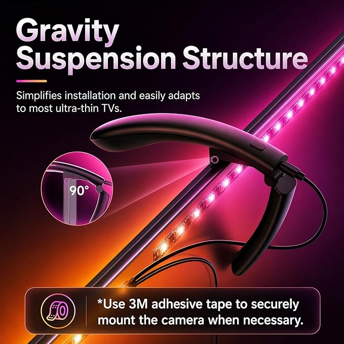 AOC TV Lights that Change with TV LED Backlight that Sync for 32-50 inch TVs, RGB Changing Strip Light with Sensor, Living Room Decor, Gifts for Men Gamers, Smart App Control, DIY Mode, 11.5FT