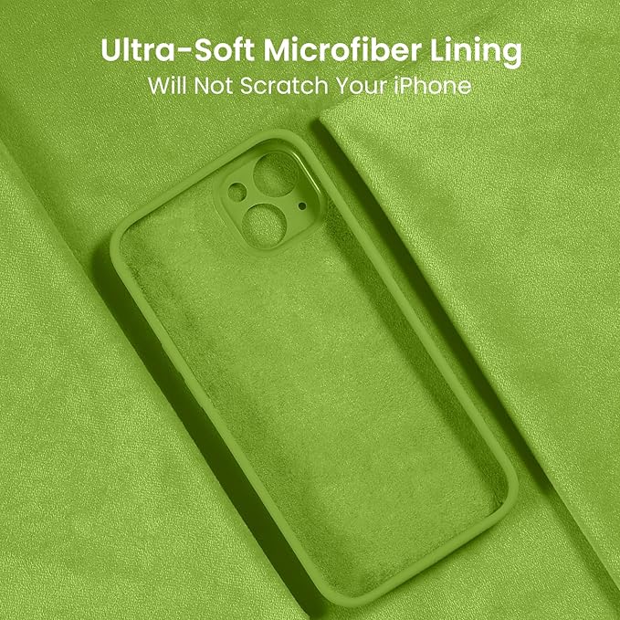 FireNova Designed for iPhone 15 Case, Silicone Upgraded [Camera Protection] Phone Case, Soft Anti-Scratch Microfiber Lining Inside, 6.1 inch, Sprout Green