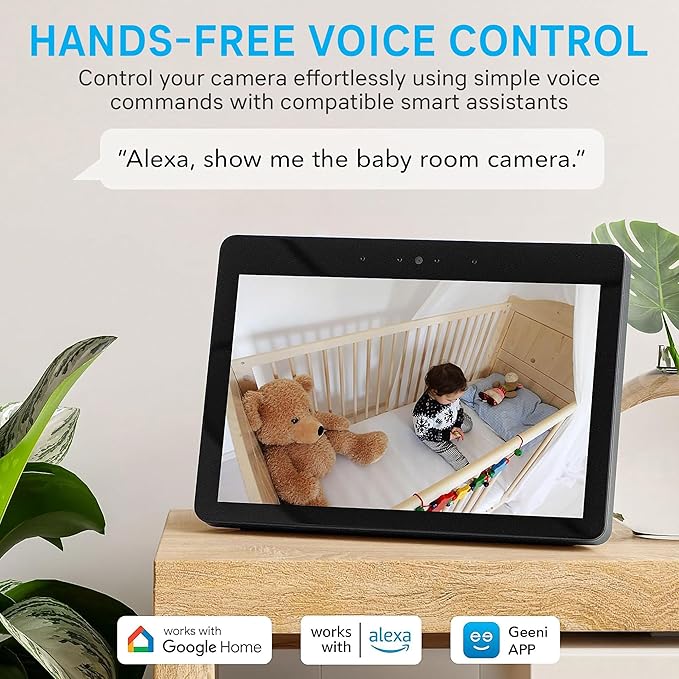 Geeni Vivid Indoor Smart Security Camera – HD Live Stream Camera for Indoor Home Monitoring with Night Vision, 2-Way Audio, Flexible Mount, Micro SD Slot, Motion Detection & App Control – 2Pack, White