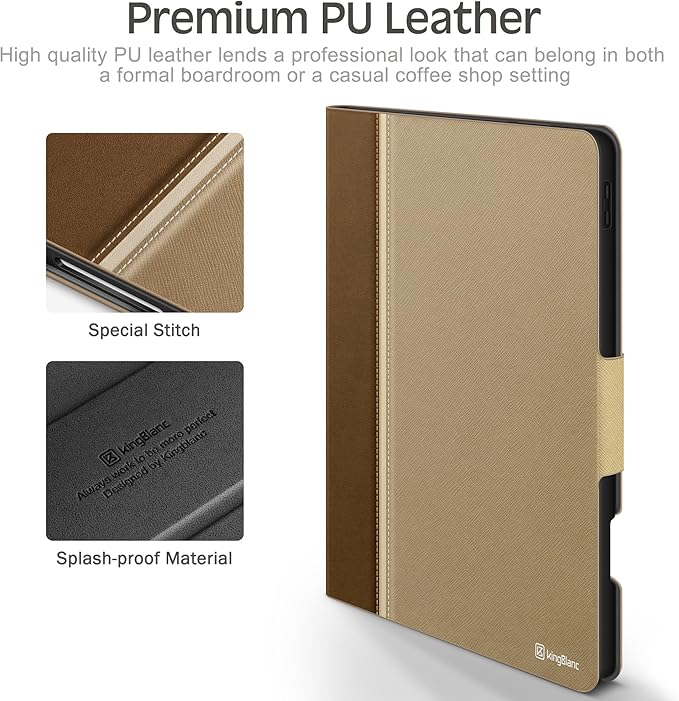 KingBlanc Case for iPad Pro 11 inch 4th/3rd/2nd/1st Generation (2022/2021/2020/2018) with Pencil Holder, PU Leather Protective Stand Folio, Auto Sleep/Wake, Multi-Angles for Viewing/Typing, Beige