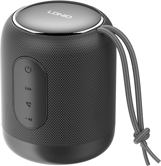 MANTO Bluetooth Speaker IPX5 Waterproof Portable Shower Speaker, 12H Battery, Micro SD Playback (Up to 32GB, Card Not Included), Compact Design for Travel, Camping, Hiking, and Home (Black)