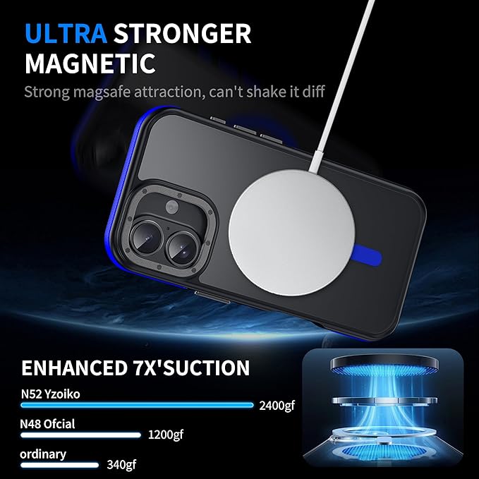 Strong Magnetic for iPhone 17 case [10Ft Military-Grade Protection] Compatible with fit MagSafe Shockproof Slim Thin Cover case for iPhone 17 6.3 inch, Blue Bumper