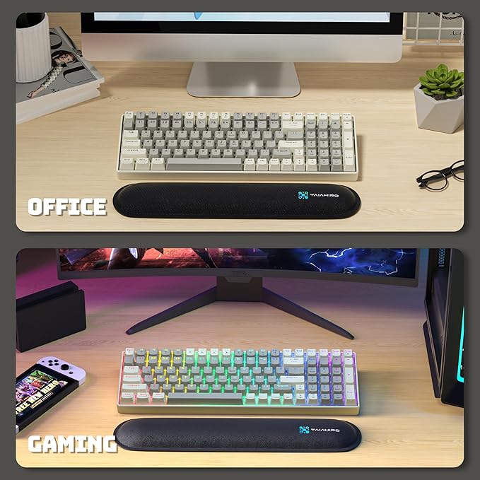 Taiahiro Wireless Mechanical Keyboard, 100-Key 96% Layout Gaming Keyboard, Hot-Swappable Silent Linear Switches, Tri-Mode BT/2.4G/USB-C, LED Backlit, 3000mAh Battery for Windows and Mac (Creamy Gray)