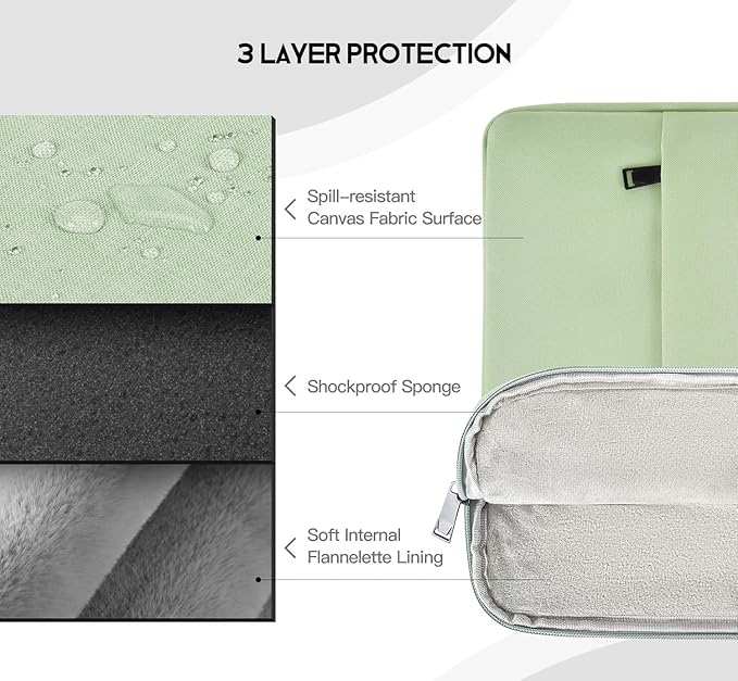 Laptop Sleeve Case 17 inch, Padded Shockproof Travel Carrying Bag for HP 17.3 inch Laptop, Pavilion 17, Envy 17 17t, Lenovo ideapad 17, Dell Inspiron 17 Water-Resistant Computer Cover -Green