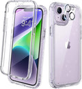 Diaclara Designed for iPhone 14 Case, Full Body Rugged Case with Built-in Touch Sensitive Anti-Scratch Screen Protector, with Camera Lens Protector for iPhone 14 6.1" (Clear Glitter)