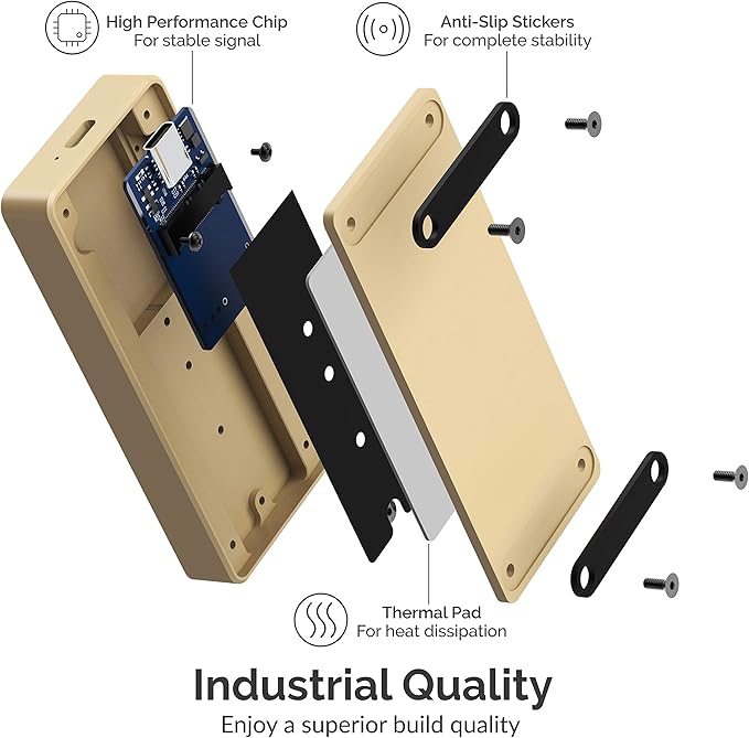 SABRENT USB Type-C Aluminum Enclosure for M.2 NVMe SSD in Gold (EC-NVME-GLD)