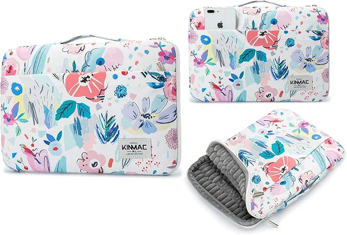 Kinmac 360° Protective Laptop Sleeve Case Bag Cover with Handle for MacBook Pro 16 inch,16 inch HP,Lenovo,Dell,ASUS,Acer Ultrabook and Business Laptop (Flowers)