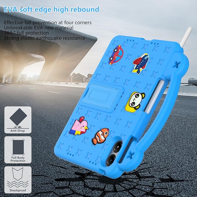 AKABEILA Compatible with Apple iPad Pro 12.9(2018/2020/2021/2022)/Air 13(2026) M4(2025) M3(2024)/Pro 13(2025) M5(2024) Tablet Case, Cases with Shoulder Strap & Stand Handle & Pen Tray Sky Blue