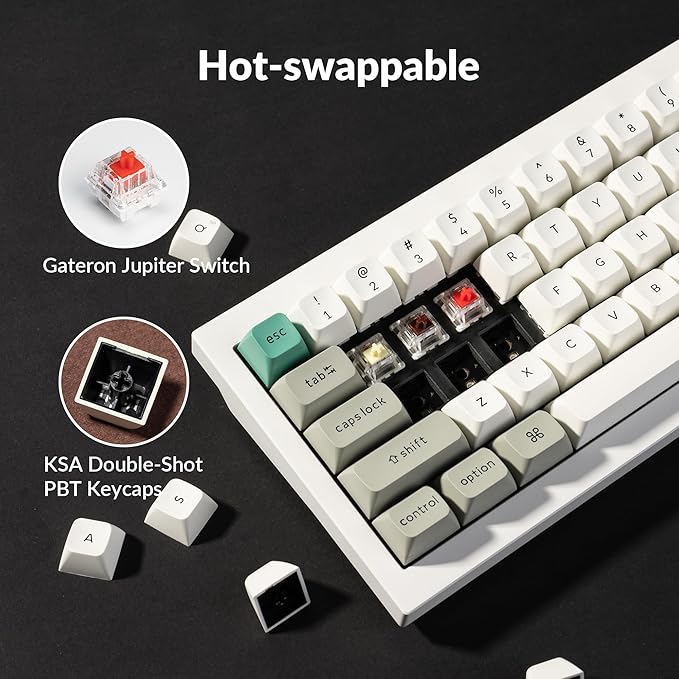 Keychron Q2 Max Wireless Custom Mechanical Gaming Keyboard, QMK/VIA Programmable Knob 2.4 GHz/Bluetooth 5.1/Wired, 65% Compact RGB Hot-Swap with Gateron Red Switch for Mac Windows Linux - White