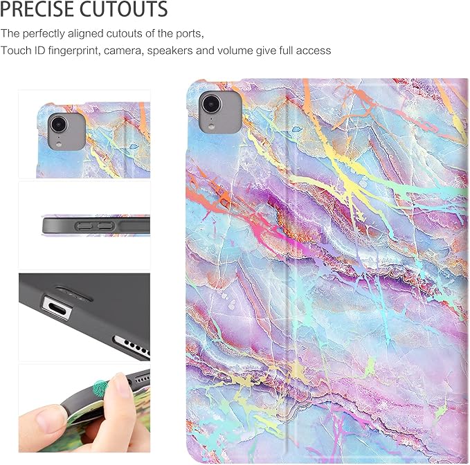 iPad Air 11 Inch Case M3/M2 (2025/2024), Case for iPad Air 5th/4th Generation 10.9 Inch, case for iPad air 11-inch Kids Women Men Multi-Angle View Adjustable Stand Auto Wake/Sleep,Holographic Marble